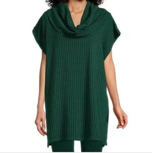 New Bryn Walker Pike Poncho Bamboo Organic Cotton Green Black Size Small